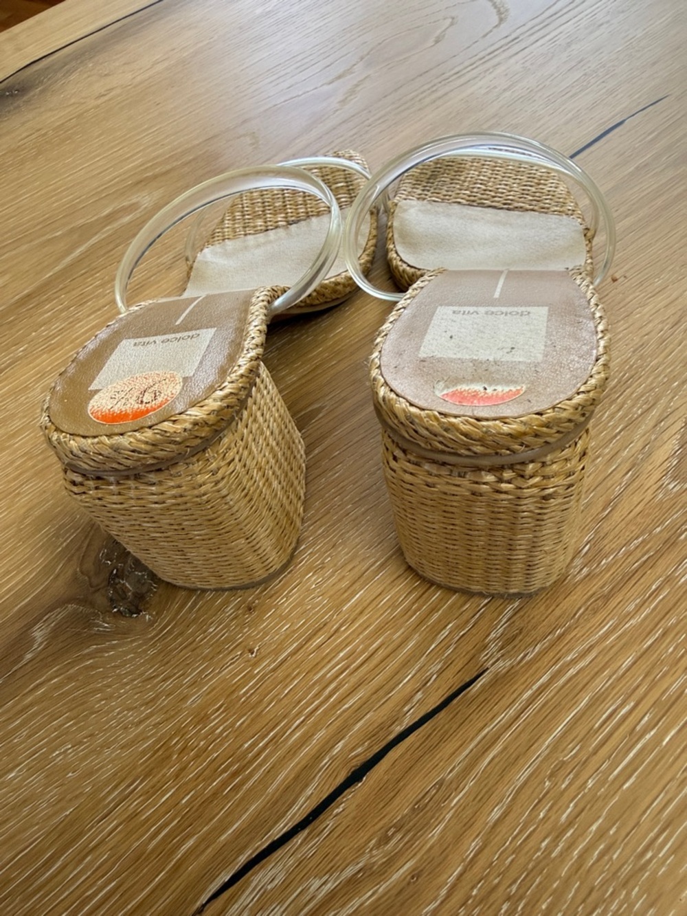 Dolce Vita Tan Woven Wedge Sandals with Clear Straps - Picture 5 of 6